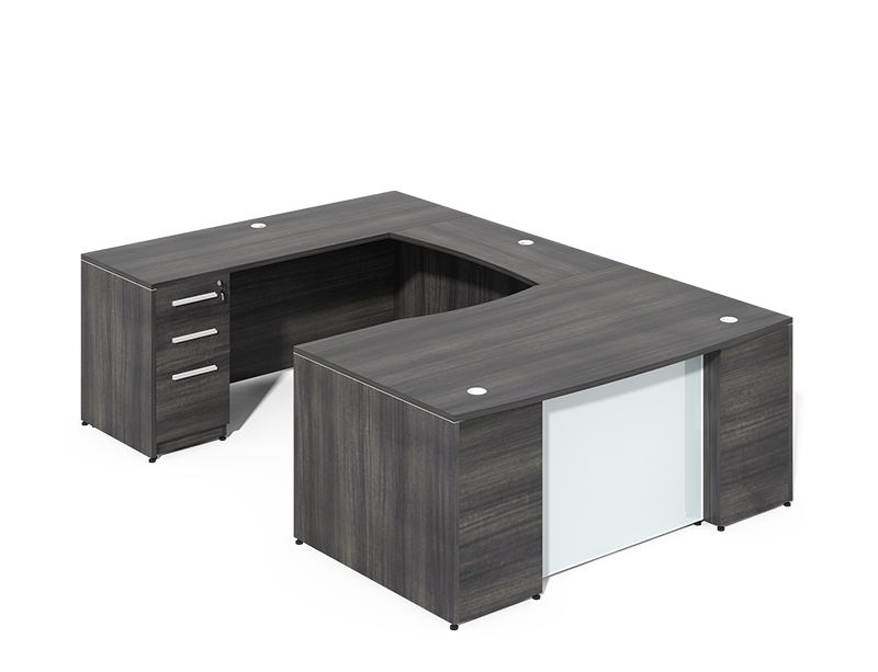 U-Shaped Desk with Glass modesty