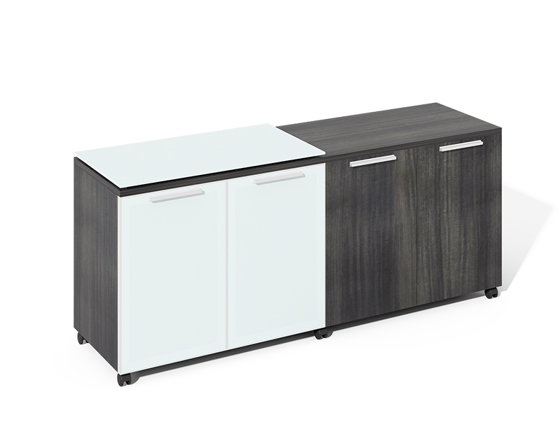 4 Door Mobile Credenza Semi Glass Floated Top CF-MC18